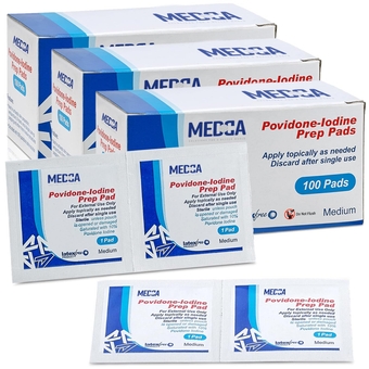 Iodine Prep Pads - (Box of 300 Count) Iodine Prep Solution Pads, 10% Povidone Iodine Swabs for Individual Disposable Cotton First Aid