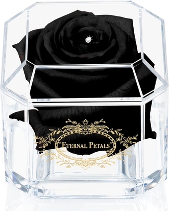 A 100% Real Rose That Lasts Years Gold Solo with A Multicolor Swarovski Crystal… (Black)