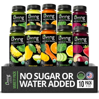 Juice Organic Cold Pressed Juice Variety Pack, No Sugar or Water Added, Drink Made with Fresh Fruits & Vegetables, Nutrients, Vitamins, & Minerals for a Healthy Cleanse Detox (4 oz, 10 Pack)