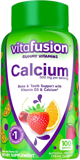 Chewables 600 Plus D3 Plus Minerals Calcium Vitamin D Supplement 155 Count and vitafusion Chewable Calcium Gummy Vitamins for Bone and Teeth Support 100 Count