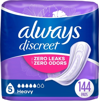 Adult Incontinence & Postpartum Incontinence Pads for Women, Heavy Absorbency 48 Count x 3 Packs (144 Count total)