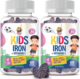 Iron Gummies for Kids & Adults - Iron Vitamins with Vitamin C, 10mg per Serving - Iron Chewable Fruit Gummy for Immune Support Red Blood Cell Production