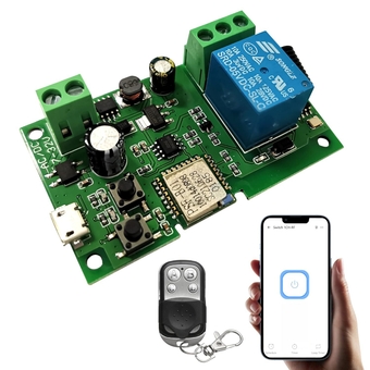 WiFi Instant Relay Self Lock Switch Module with 433MHz RF Remote Control DIY Garage Door Switch Module Ewelink App Control Compatible with Alexa Goolution Assistant(1 Channel)