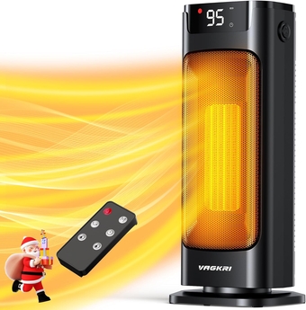 Space Heater, 1500W Portable Electric Heater with Thermostat, Remote, 3 Modes, Timer, Oscillating, Overheating & Tip-Over Protection, Fast Ceramic Heater for Bedroom Office Garage Indoor Use