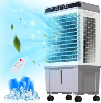 Evaporative Air Cooler, Swamp Cooler with 5.3Gallon Water Tank, Remote Control, 12H Timer, 3 Modes & Speeds, 90° Oscillation, Portable Air Cooler for Room, Office, Outdoor Use