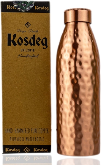 Copper Water Bottle - 24 Oz - A Hammered Ayurvedic Pure Copper Vessel For Drinking - Drink More Water, Lower Your Sugar Intake And Enjoy The Health Benefits Immediately
