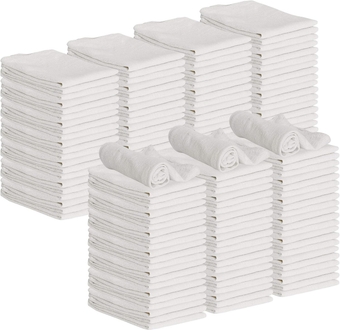 White Shop Towels 12x14, 150 Pack, 100% Cotton Super Absorbent & Durable Shop Rags, Reusable Shop Rags Bulk, Multipurpose Cleaning Towels for Automobiles, Industries, Garage and Home