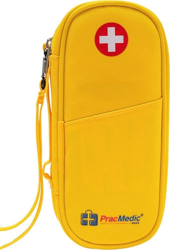 PracMedic Bags EpiPen Carry Case- Insulated & Roomy Epi Pens Carrying Case holds 2 Epipens or Auvi-Q, Inhaler, Antihistamine Meds for Immediate Access to Allergy Medications During Emergencies(Yellow)