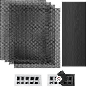400x300mm DIY Floor Vent Covers, 4Pack PVC Magnetic Vent Cover Floor Register Trap AC Air Vent Screen Mesh for Floor Wall Ceiling Catch Debris Hair Insect, with 12PCS Magnetic Strip
