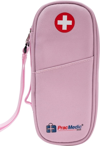 PracMedic Bags EpiPen Carry Case- Insulated & Roomy Epi Pens Carrying Case holds 2 Epipens or Auvi-Q, Inhaler, Antihistamine Meds for Immediate Access to Allergy Medications During Emergencies(Pink)