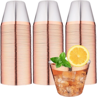 Premium Quality 150-Pack 9oz Rose Gold Disposable Party Cups for Weddings, Cocktails, Thanksgiving & Decorations