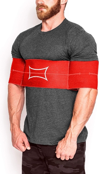 Mark Bell Original Exercise Assistance Workout Band for Men and Women to Assist with Bench Press, Dips, and Push Ups - (Level 3 Tension, Red)