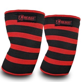 Elbow Sleeve (Pair) Dual-Ply Elbow Support & Compression for lifting Weightlifting Heavy Bench Press Men & Women (Black/Red, Large)